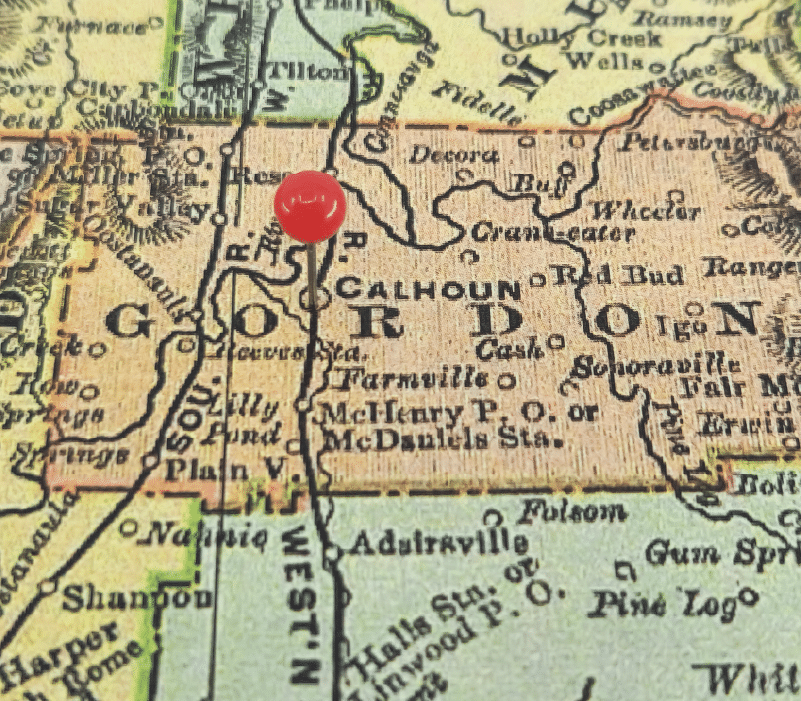 image of gordon county ga map