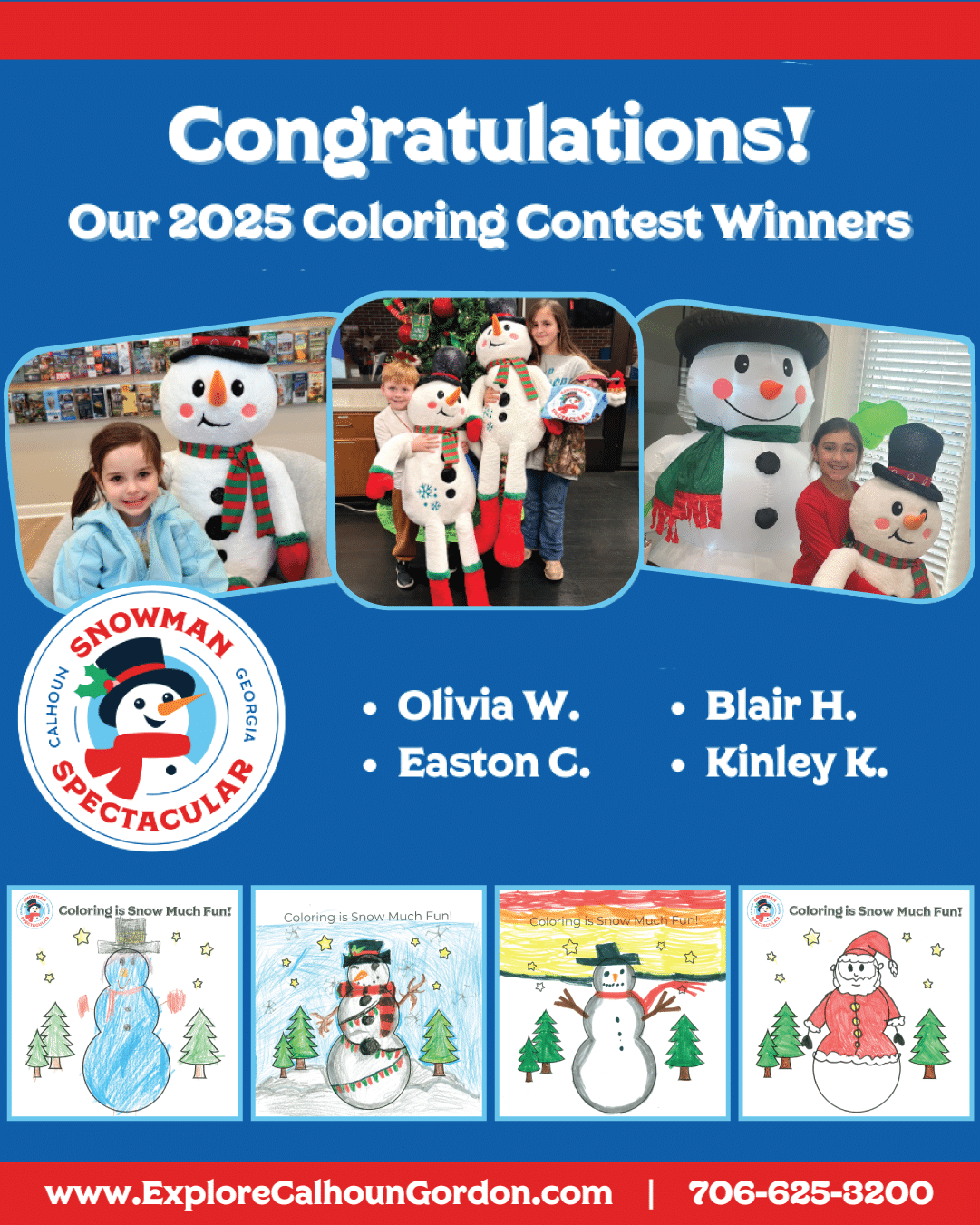 snowman coloring contest winners for 2025